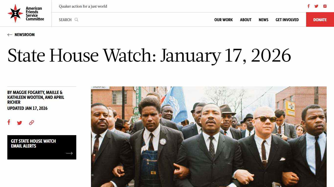 State House Watch: January 17, 2026 | American Friends Service Committee