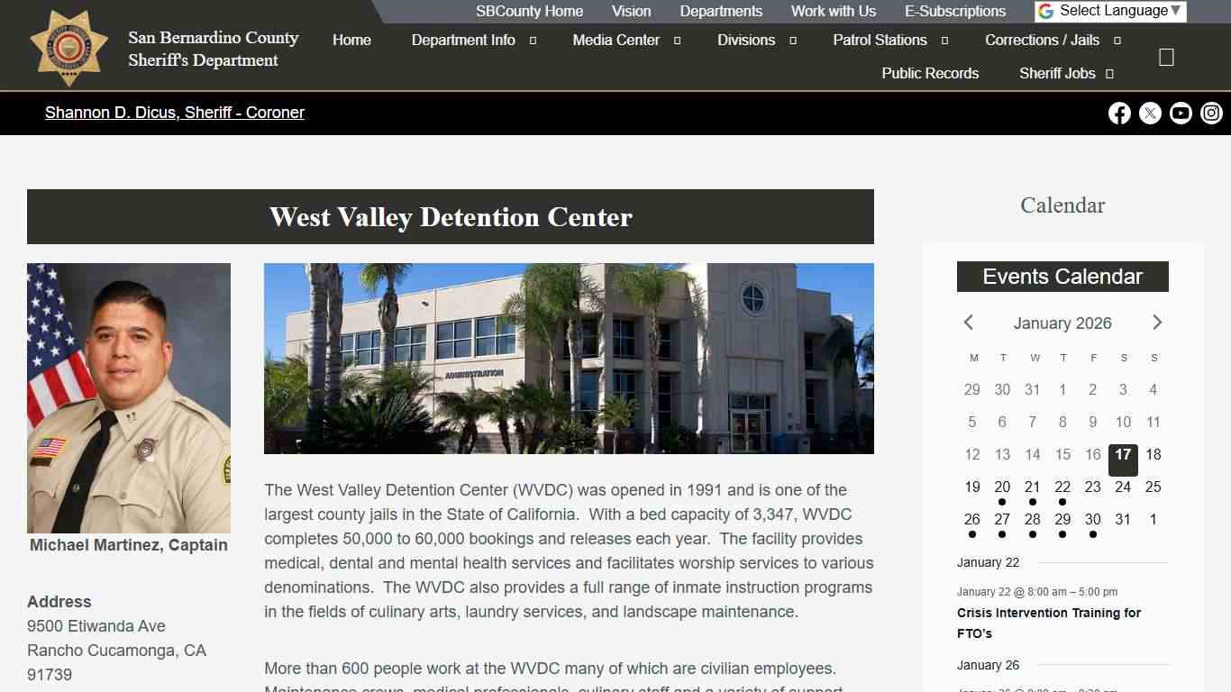 West Valley Detention Center – San Bernardino County Sheriff's Department
