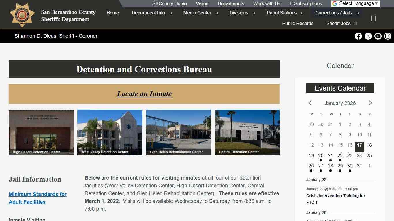 Corrections / Jails – San Bernardino County Sheriff's Department